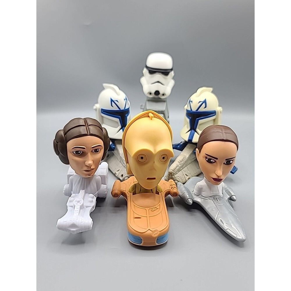 McDonalds Star Wars The Clone Wars Bobble Head Toys 2008 Lot Of 6
